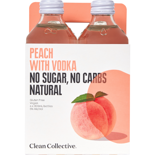 Clean Collective Peach & Vodka 300ml Bottles 4-Pack