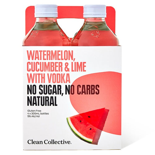 Clean Collective Watermelon Cucumber & Lime Vodka Mojito 300ml Bottles 4-Pack